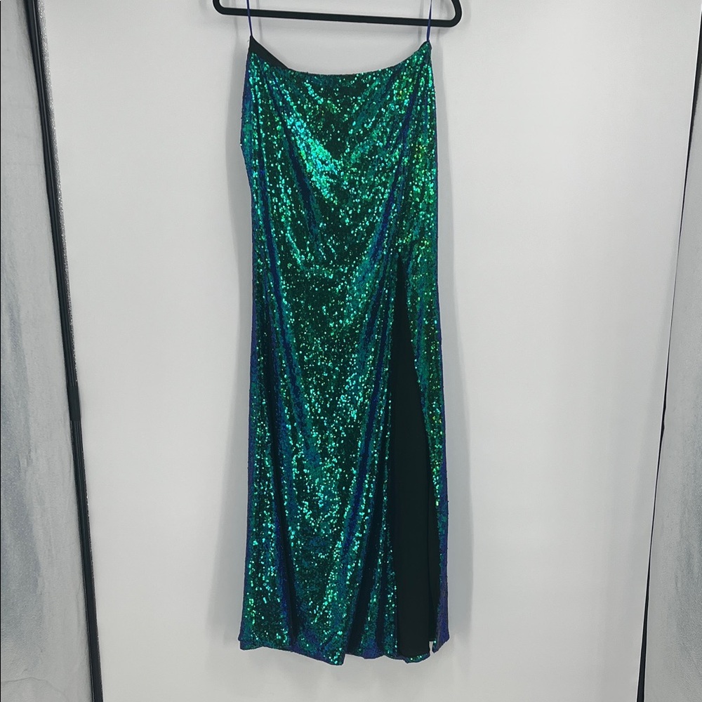 Windsor Blue Green Sequin Maxi Mermaid Skirt Size Large